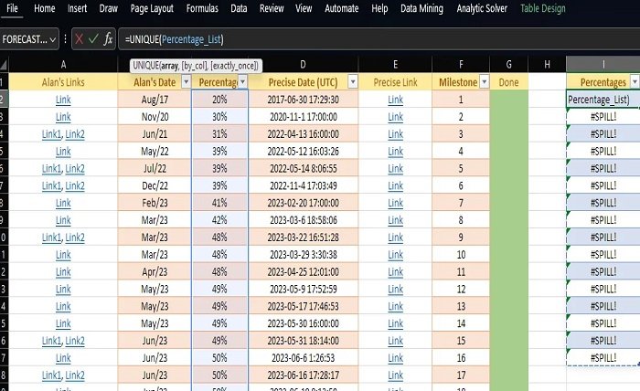 spill error excel